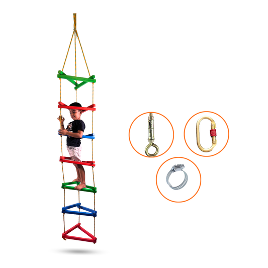 Triple String Wooden Ladder Flat Rungs