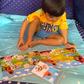 Mumtree Farm Animals Sew Habitat image : Includes a kid is sewing the animal figure on the Wooden sew board with lace.