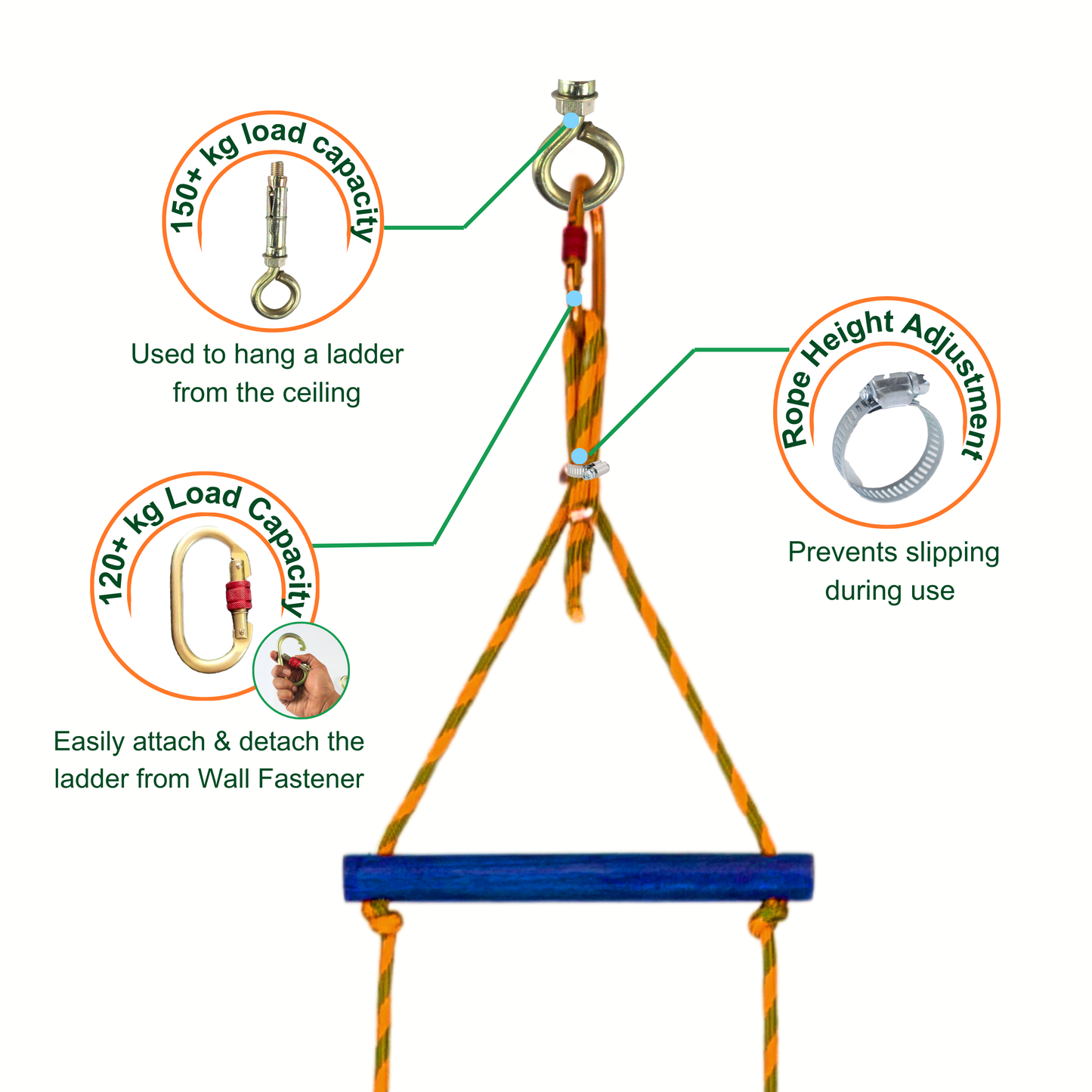 Double String Wooden Ladder Flat Rungs