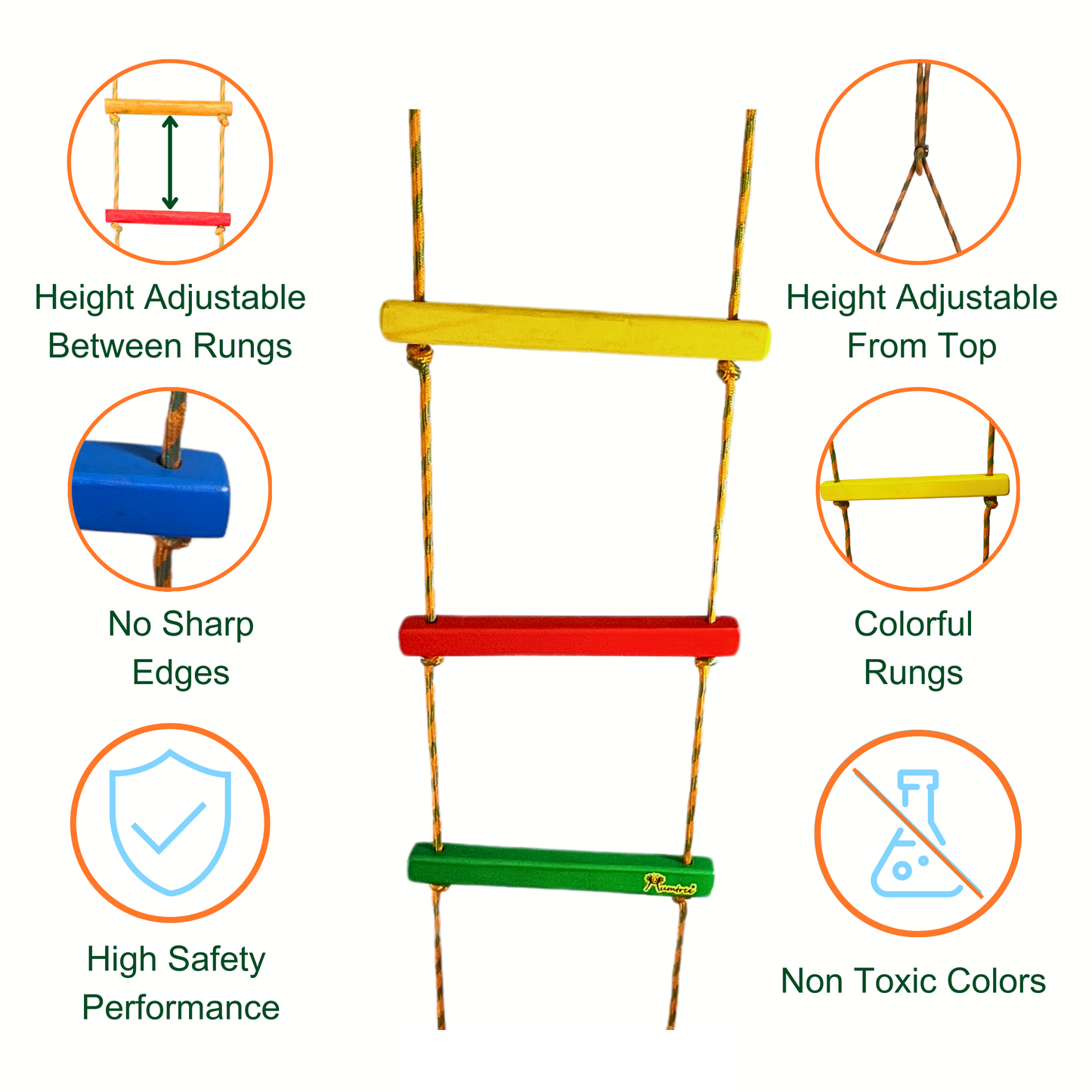 Double String Wooden Ladder Flat Rungs